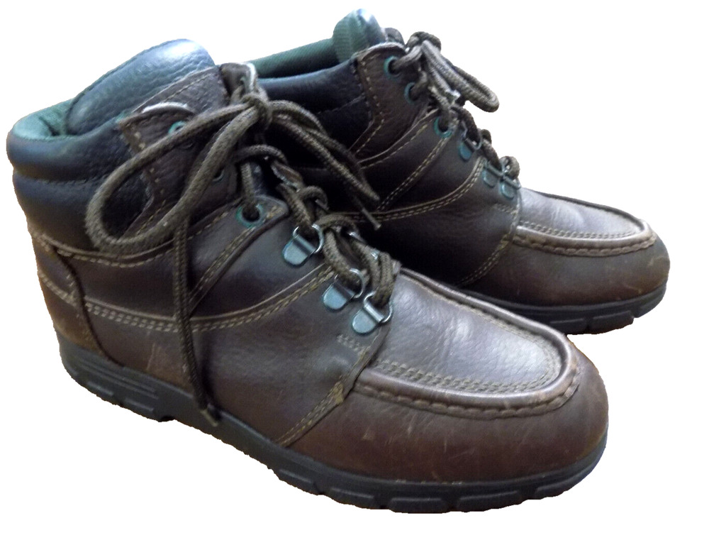 Vtg DEXTER Ankle Hiking Boots Women's 8.5 Brown SOFT Leather Moc Toe MADE in USA